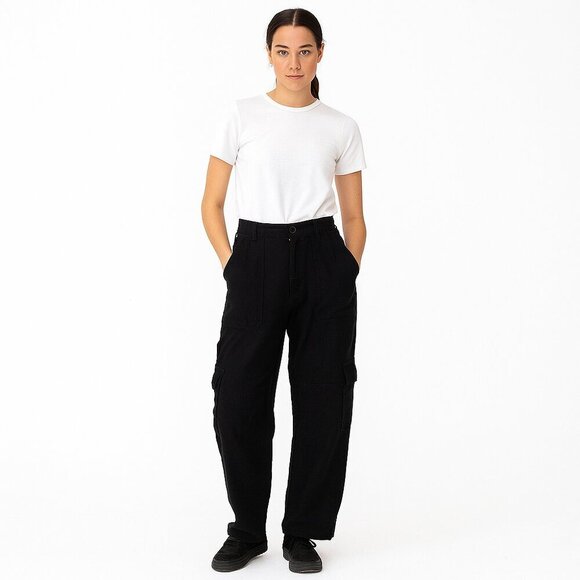 Free People Linen Painter Pants Black Size 0 Anthropologie Wide Leg Minimalist - Picture 1 of 16